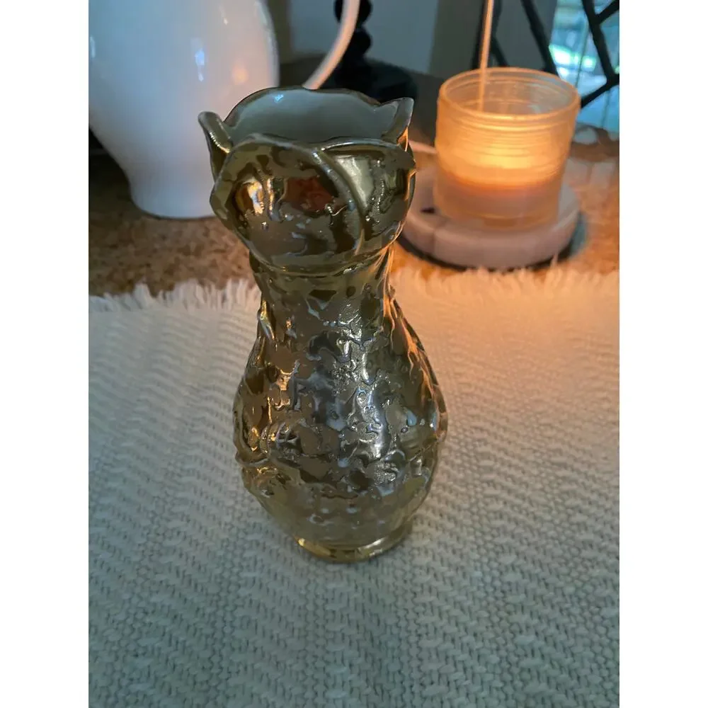 Vintage Weeping Gold VASE 24 Karat Gold Made in USA  mid-century 1950s